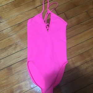 Free people hot pink strappy body suit